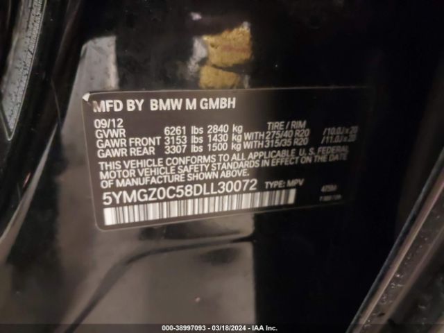 Photo 8 VIN: 5YMGZ0C58DLL30072 - BMW X6 M 