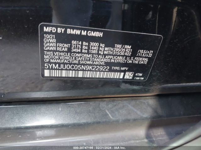 Photo 8 VIN: 5YMJU0C05N9K22922 - BMW X5 M 