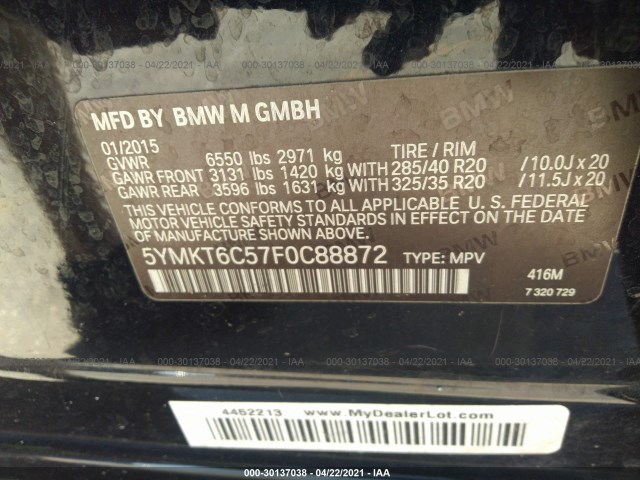 Photo 8 VIN: 5YMKT6C57F0C88872 - BMW X5 M 