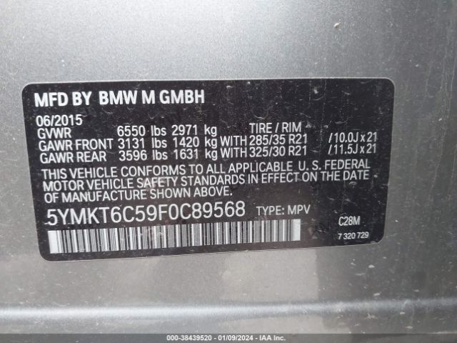 Photo 8 VIN: 5YMKT6C59F0C89568 - BMW X5 M 