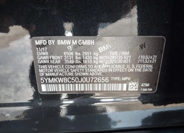 Photo 8 VIN: 5YMKW8C50J0U72656 - BMW X6 M 