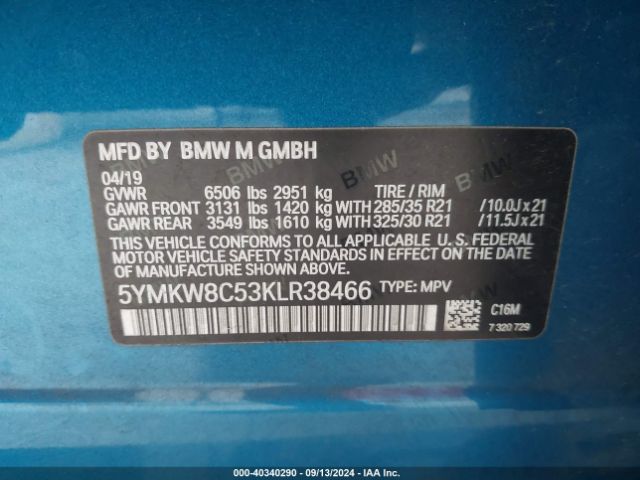 Photo 8 VIN: 5YMKW8C53KLR38466 - BMW X6 