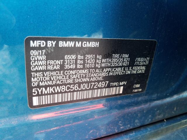 Photo 9 VIN: 5YMKW8C56J0U72497 - BMW X6 M 