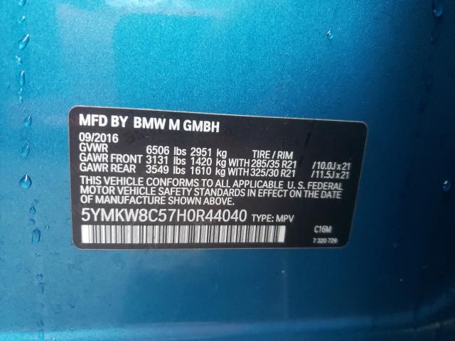 Photo 9 VIN: 5YMKW8C57H0R44040 - BMW X6 M 