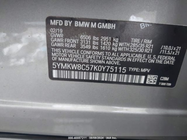 Photo 8 VIN: 5YMKW8C57K0Y75115 - BMW X6 