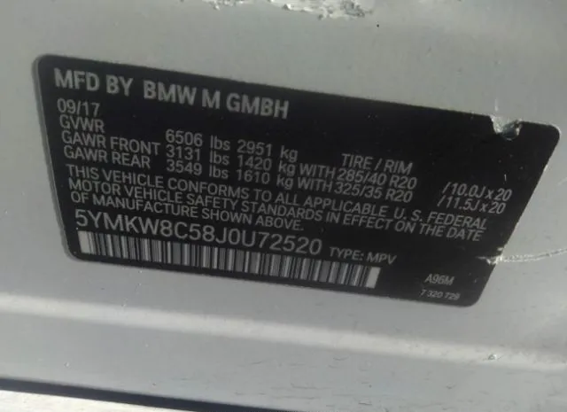 Photo 8 VIN: 5YMKW8C58J0U72520 - BMW X6 M 