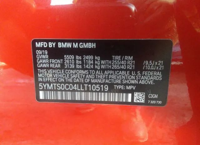 Photo 8 VIN: 5YMTS0C04LLT10519 - BMW X3 M 