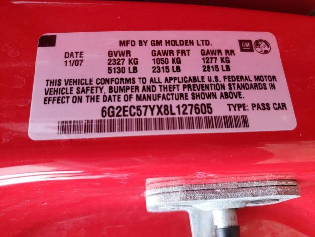 Photo 12 VIN: 6G2EC57YX8L127605 - PONTIAC G8 