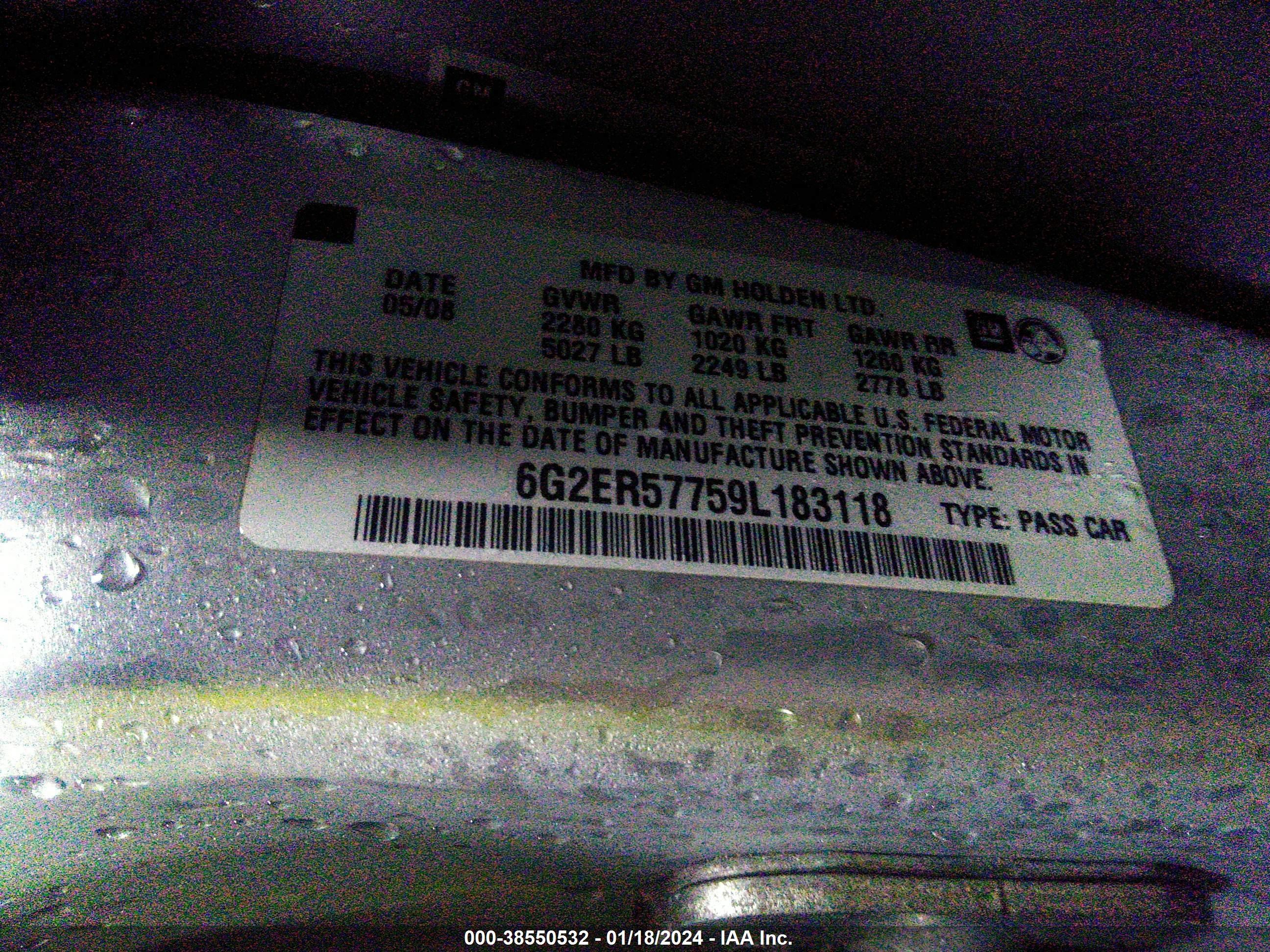 Photo 8 VIN: 6G2ER57759L183118 - PONTIAC G8 