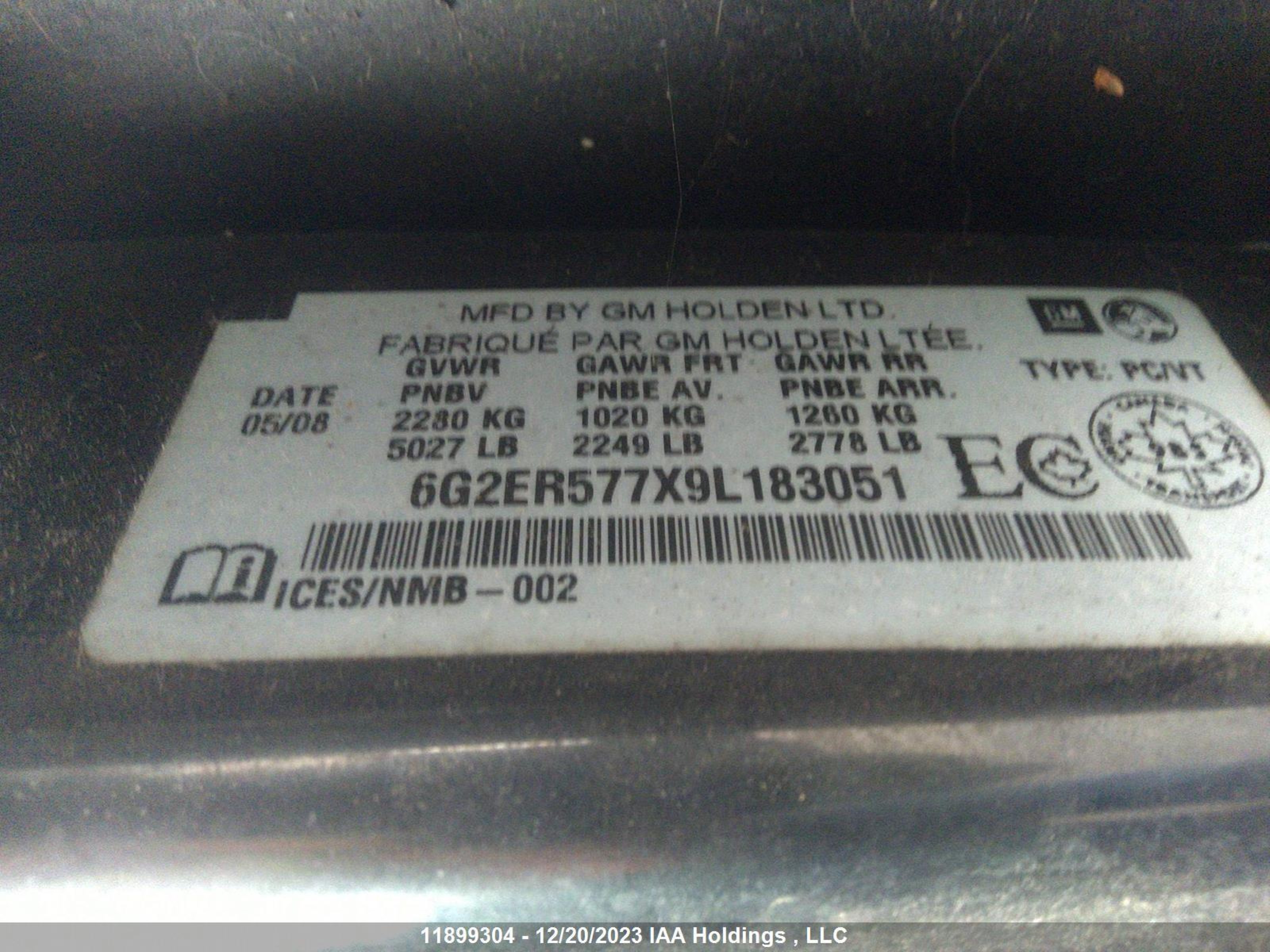 Photo 8 VIN: 6G2ER577X9L183051 - PONTIAC G8 