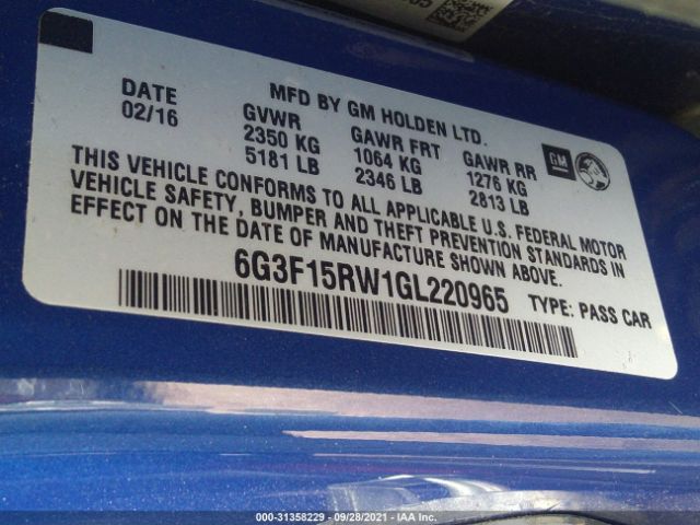 Photo 8 VIN: 6G3F15RW1GL220965 - CHEVROLET SS 