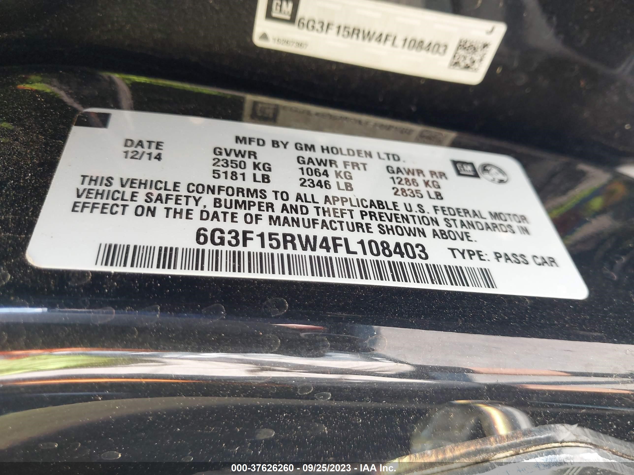 Photo 8 VIN: 6G3F15RW4FL108403 - CHEVROLET SS 