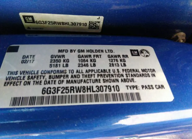 Photo 8 VIN: 6G3F25RW8HL307910 - CHEVROLET SS 