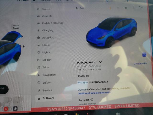 Photo 8 VIN: 78AYGDEE2NF438847 - TESLA MODEL Y 