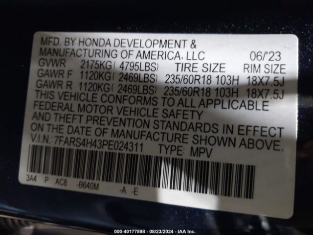 Photo 8 VIN: 7FARS4H43PE024311 - HONDA CR-V 