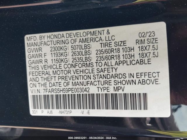 Photo 8 VIN: 7FARS5H59PE003042 - HONDA CR-V 