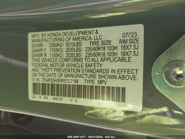 Photo 8 VIN: 7FARS5H59RE002184 - HONDA CR-V 