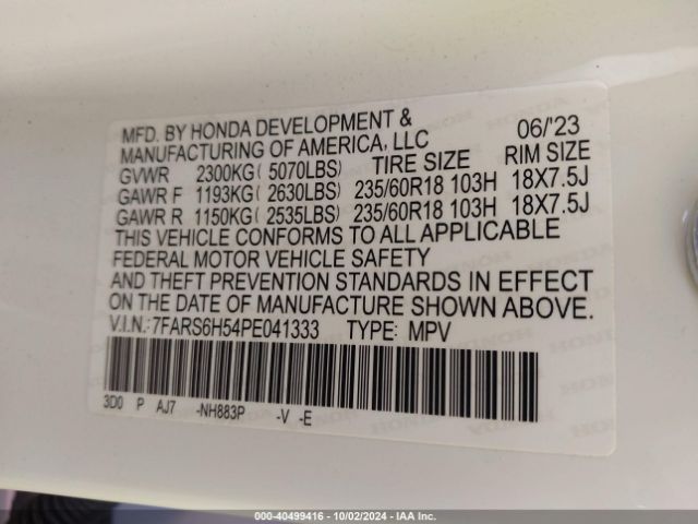 Photo 8 VIN: 7FARS6H54PE041333 - HONDA CR-V 