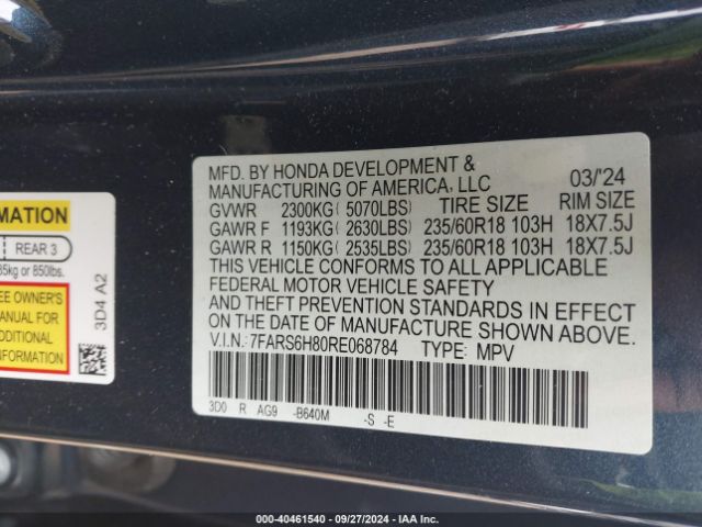 Photo 8 VIN: 7FARS6H80RE068784 - HONDA CR-V 