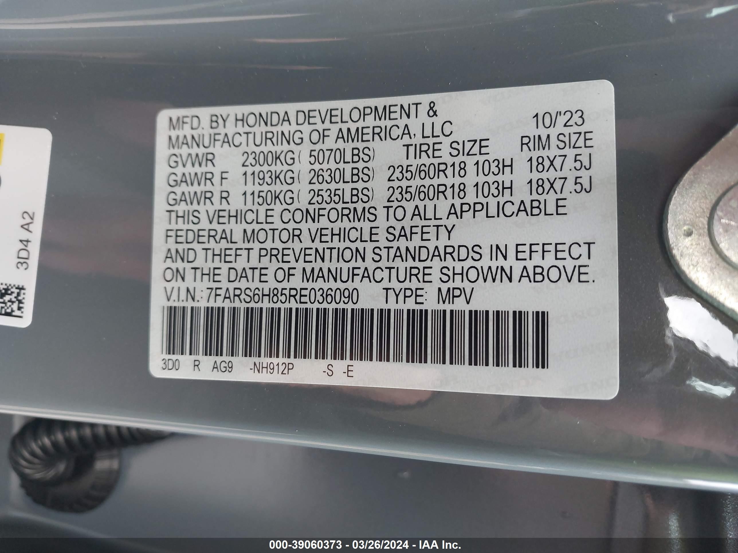 Photo 8 VIN: 7FARS6H85RE036090 - HONDA CR-V 