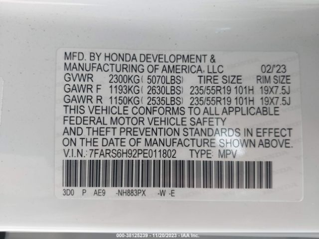 Photo 8 VIN: 7FARS6H92PE011802 - HONDA CR-V 