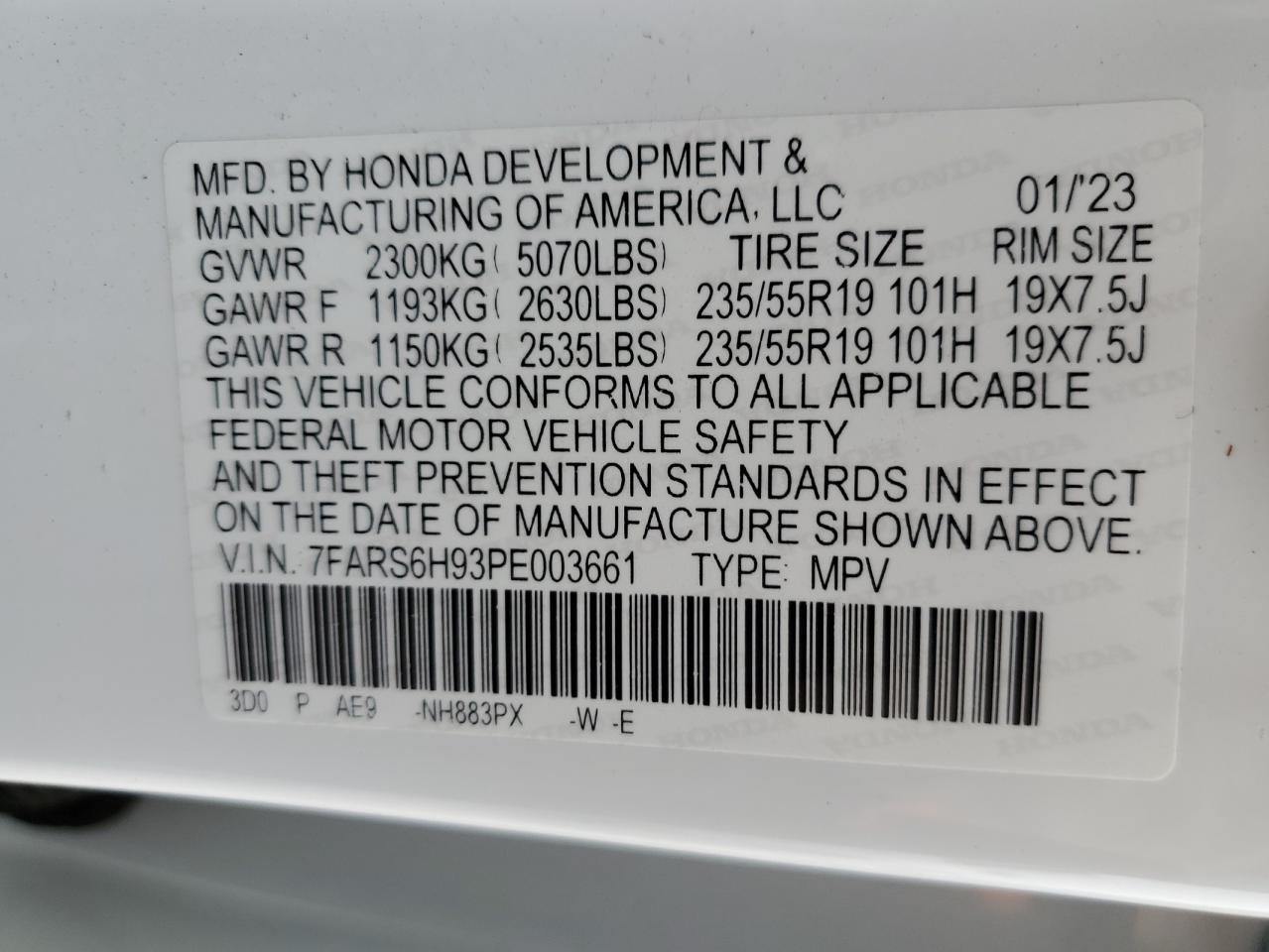 Photo 12 VIN: 7FARS6H93PE003661 - HONDA CR-V 