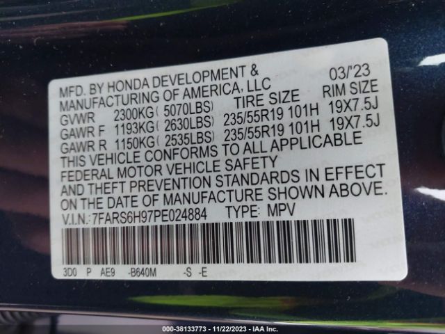 Photo 8 VIN: 7FARS6H97PE024884 - HONDA CR-V 