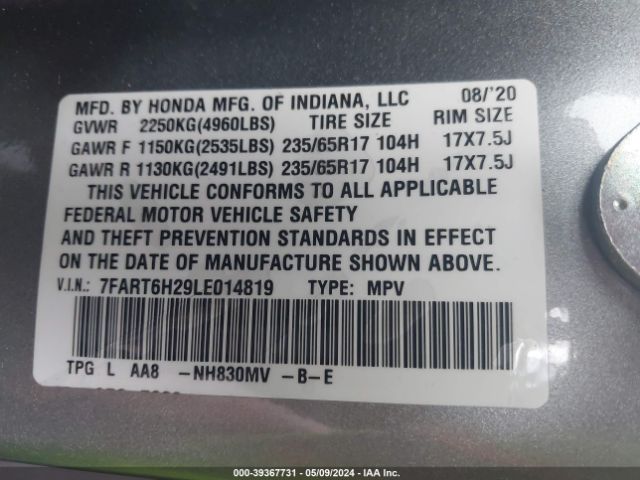 Photo 8 VIN: 7FART6H29LE014819 - HONDA CR-V 