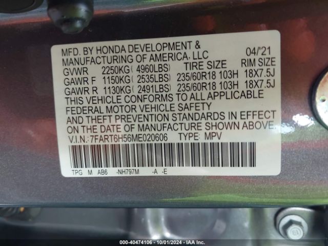 Photo 8 VIN: 7FART6H56ME020606 - HONDA CR-V 