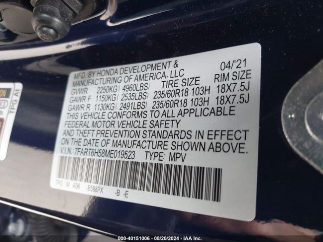 Photo 8 VIN: 7FART6H58ME019523 - HONDA CR-V 