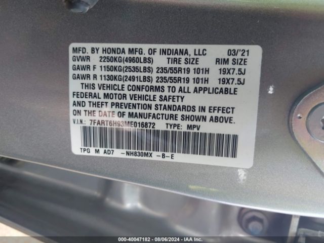 Photo 8 VIN: 7FART6H93ME016872 - HONDA CR-V 