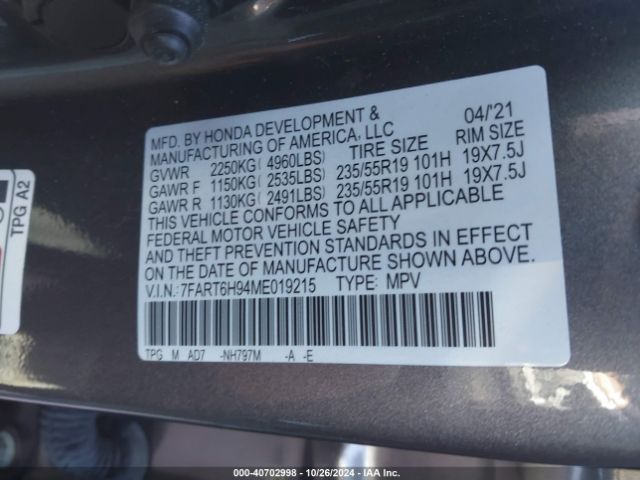 Photo 8 VIN: 7FART6H94ME019215 - HONDA CR-V 