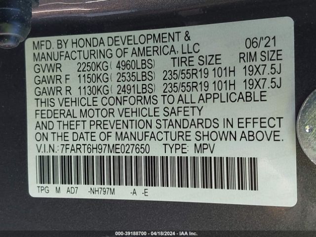 Photo 8 VIN: 7FART6H97ME027650 - HONDA CR-V 