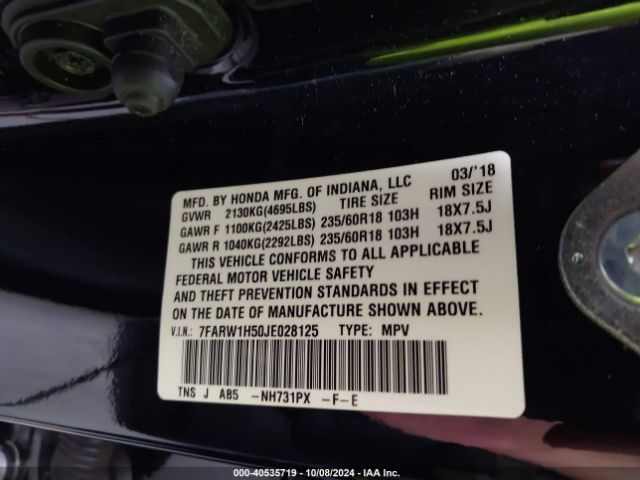 Photo 8 VIN: 7FARW1H50JE028125 - HONDA CR-V 