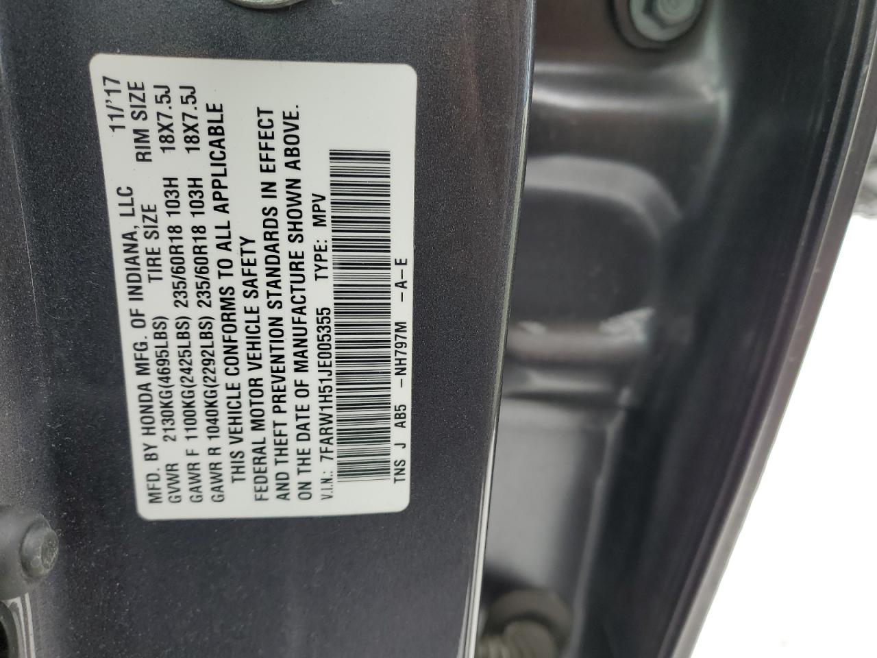 Photo 13 VIN: 7FARW1H51JE005355 - HONDA CR-V 