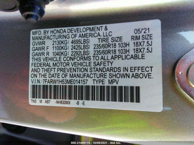 Photo 8 VIN: 7FARW1H53ME014157 - HONDA CR-V 