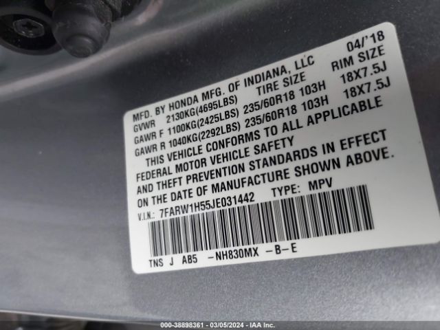 Photo 8 VIN: 7FARW1H55JE031442 - HONDA CR-V 