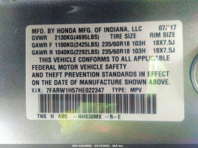 Photo 8 VIN: 7FARW1H57HE022347 - HONDA CR-V 