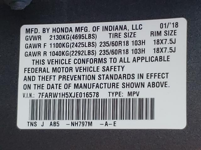 Photo 9 VIN: 7FARW1H5XJE016578 - HONDA CR-V EX 