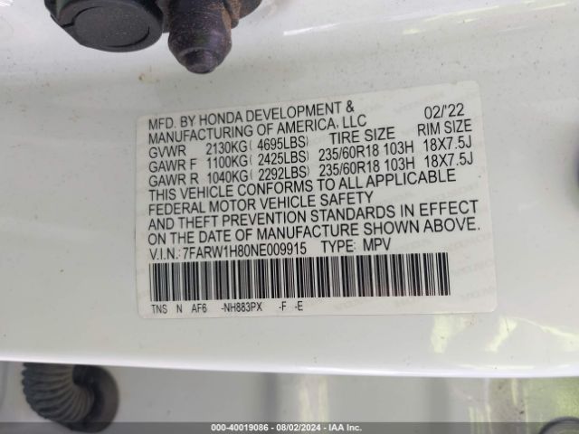 Photo 8 VIN: 7FARW1H80NE009915 - HONDA CR-V 