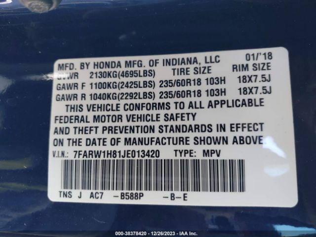 Photo 8 VIN: 7FARW1H81JE013420 - HONDA CR-V 