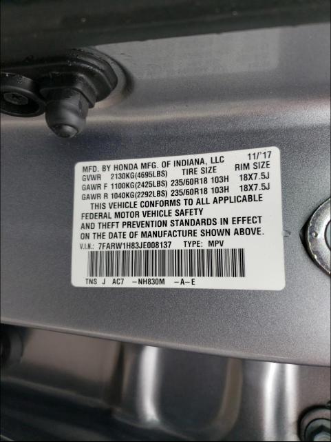 Photo 9 VIN: 7FARW1H83JE008137 - HONDA CR-V EXL 