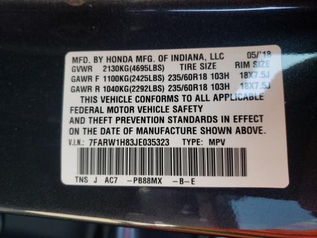 Photo 9 VIN: 7FARW1H83JE035323 - HONDA CR-V EXL 