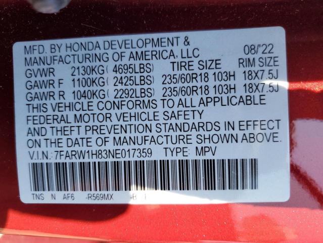 Photo 12 VIN: 7FARW1H83NE017359 - HONDA CR-V EXL 