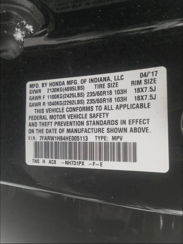 Photo 9 VIN: 7FARW1H84HE005113 - HONDA CR-V EXL 