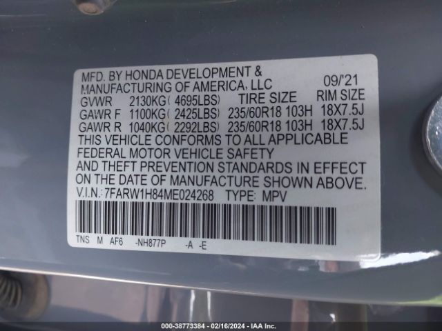 Photo 8 VIN: 7FARW1H84ME024268 - HONDA CR-V 