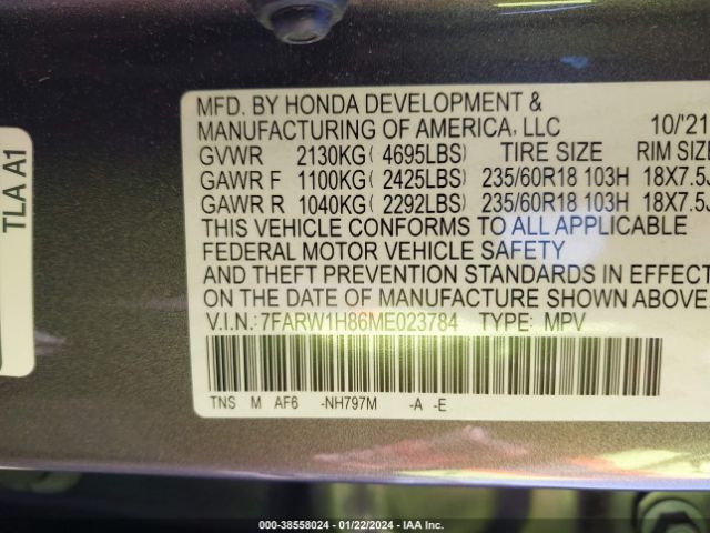 Photo 8 VIN: 7FARW1H86ME023784 - HONDA CR-V 