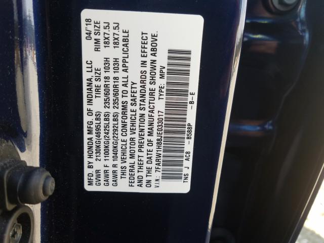 Photo 9 VIN: 7FARW1H88JE033017 - HONDA CR-V EXL 