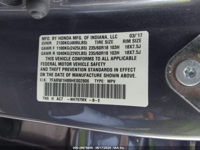 Photo 8 VIN: 7FARW1H89HE002806 - HONDA CR-V 