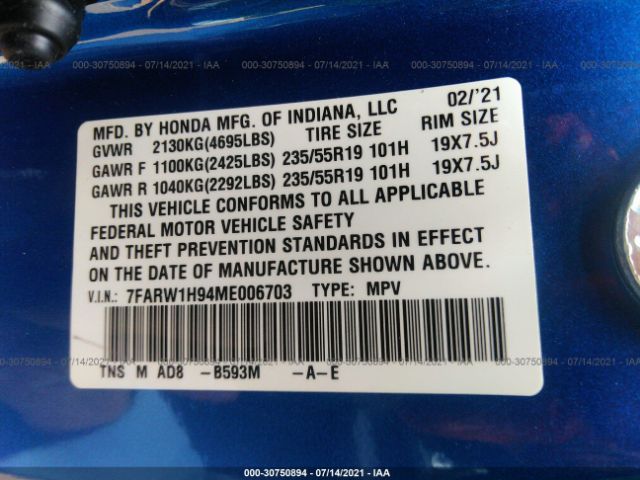 Photo 8 VIN: 7FARW1H94ME006703 - HONDA CR-V 